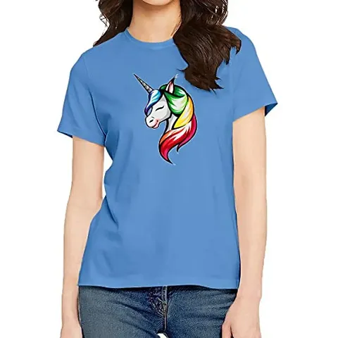 Premium Graphic Printed Women Tshirt Colourful Unicorn Cotton Printed Round Neck Half Sleeves Multicolour T Shirt. Cute Animal, Animal Tshirts