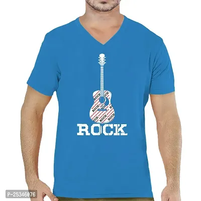 Pooplu Men's Regular Fit Rock Cotton Printed V Neck Half Sleeves Multicolour Pootlu Tshirt. Tees, Gym, Exercise,Trending, Sound, Music, Guitar Tshirts