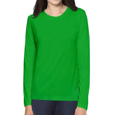 Pooplu Women's Regular Fit Premium Plain 100% Cotton Round Neck Full Sleeves Multicolour Pootlu T Shirt. Casual, Stylish, Trending, Symbol Tshirts