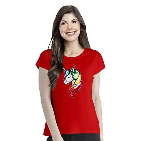 OPLU Graphic Printed Womens Colorful Unicorn Cotton Printed Round Neck Half Sleeves Tshirt. Trendy, Trending Tshirts, Offer, Discount, Sale