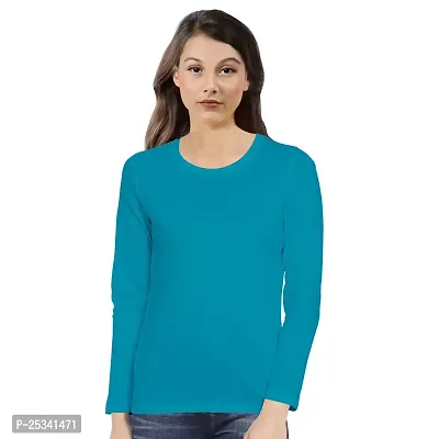 Pooplu Women's Regular Fit Plain Round Neck Full Sleeves Multicoloured 100% Cotton Pootlu T Shirt. Stylish, Casual Tshirts