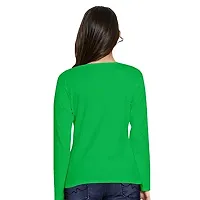 Pooplu Womens Plain Round Neck Full Sleeves Multicoloured 100% Cotton T Shirt. Stylish, Casual Tshirts-thumb1