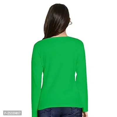 Pooplu Womens Plain Round Neck Full Sleeves Multicoloured 100% Cotton T Shirt. Stylish, Casual Tshirts-thumb2