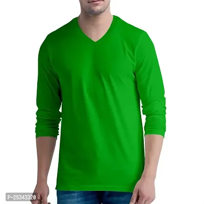 Pooplu Men's Regular Fit Plain 100% Cotton V Neck Full Sleeves Multicolour Pootlu T Shirt. Casual, Trendy, Stylish Tshirts and Tees