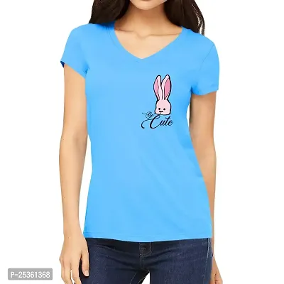 OPLU Graphic Printed Women Tshirt Be Cute Rabbit Cotton Printed V Neck Half Sleeves Multicolour T Shirt. Trending, Animal, Cute Animal Tshirts