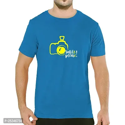 Pooplu Men's Regular Fit Camera Smile Please Cotton Graphic Printed Round Neck Half Sleeves Multicolour Tshirt. Trending, Cool, Selfie, Fun, Masti, Social Media, Photography, Pootlu, Symbol Tshirts