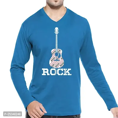 Pooplu Men's Regular Fit Rock Cotton Printed V Neck Full Sleeves Multicolour Pootlu Tshirt. Tees, Gym, Exercise,Trending, Sound, Music, Guitar Tshirts