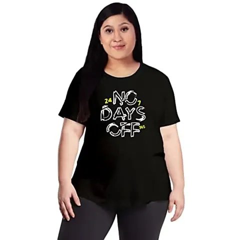 OPLU Graphic Printed Womens Plus Size No Days Off Cotton Printed Round Neck Half Sleeves Tshirt. Trending Tshirts, Offer, Discount, Sale