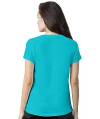 OPLU Women's Regular Fit Lotus Yoga Cotton Graphic Printed V Neck Half Sleeves Yoga Tshirt. Trendy, Trending Tshirts, Offer, Discount, Sale.(Pooplu_Lightblue_XL)-thumb1