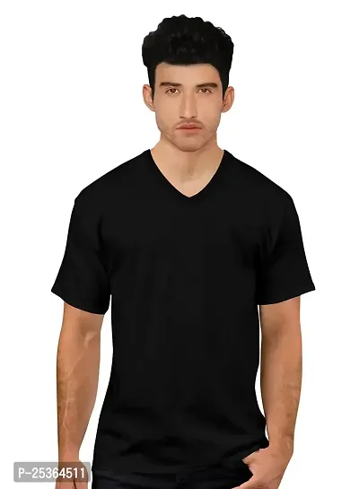 OPLU Men's Regular Fit Super Premium Plain 100% Cotton V Neck Half Sleeves Multicolour Pootlu T Shirt. Casual, Trendy, Stylish Tshirts and Tees-thumb0