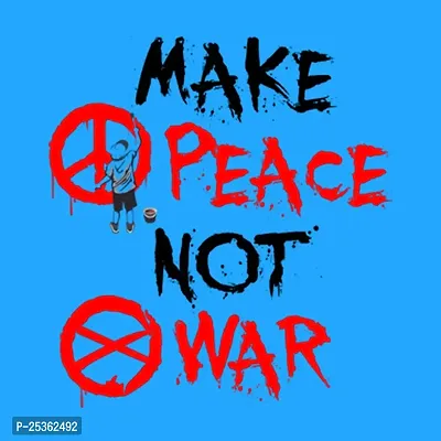 Womens Make Peace Not War Cotton Printed Round Neck Full Sleeves Peace, Quotes Tops and Tshirts (Turquoise_XXX-Large)-thumb3