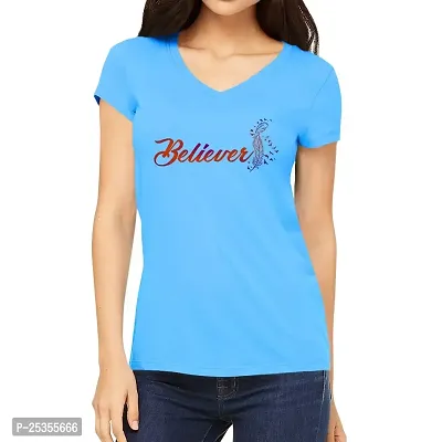 OPLU Graphic Printed Women Tshirt Believer Cotton Printed V Neck Half Sleeves Multicolour T Shirt. Text, Trending, Stylish Tshirts