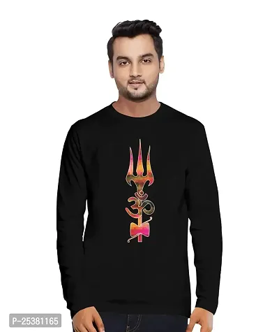 OPLU Men's Trishul Cotton Graphic Printed Round Neck Full Sleeves Tshirt. Trendy, Trending Tshirts, Offer, Discount, Sale.(Pooplu_Black_L)-thumb0