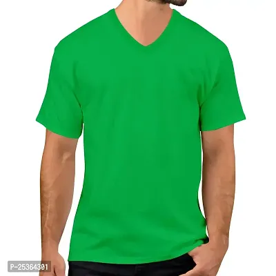 OPLU Men's Regular Fit Plain 100% Cotton V Neck Half Sleeves Multicolour Pootlu T Shirt. Casual, Trendy, Stylish Tshirts and Tees