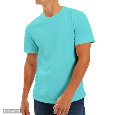 Pooplu Men's Regular Fit Premium Plain 100% Cotton Round Neck Half Sleeves Multicolour Pootlu T Shirt. Casual, Stylish, Trending, Symbol Tshirts.(Oplu_LightBlue_3X-Large)