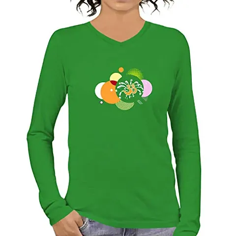 OPLU Graphic Printed Women Tshirt Om Design Cotton Printed V Neck Full Sleeves Multicolour T Shirt. Exercise, Gym, Yoga, Fitness Tshirts