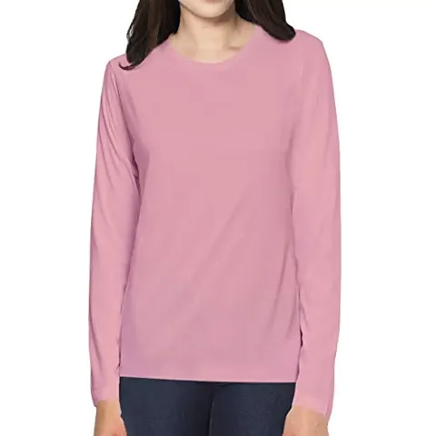 Premium Tshirt Womens Plain 100% Cotton Round Neck Full Sleeves Multicolour T Shirt. Casual, Stylish, Trending, Symbol Tshirts