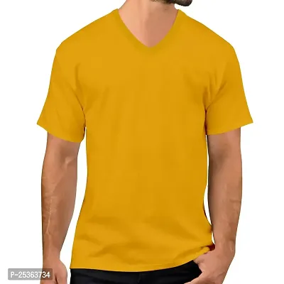 OPLU Men's Regular Fit Plain 100% Cotton V Neck Half Sleeves Multicolour Pootlu T Shirt. Casual, Trendy, Stylish Tshirts and Tees-thumb0
