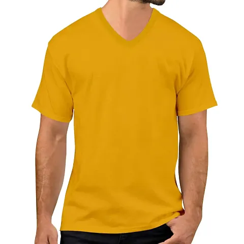 OPLU Men's Regular Fit Plain 100% Cotton V Neck Half Sleeves Multicolour Pootlu T Shirt. Casual, Trendy, Stylish Tshirts and Tees