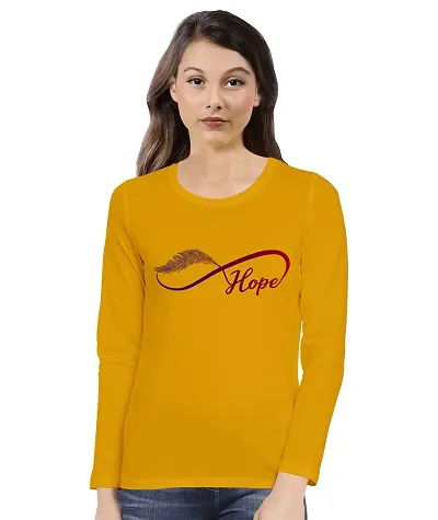 OPLU Women's Regular Fit Hope Infinity Cotton Graphic Printed Round Neck Full Sleeves Tshirt. Trendy, Pootlu, Offer, Discount, Sale