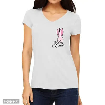 OPLU Graphic Printed Women Tshirt Be Cute Rabbit Cotton Printed V Neck Half Sleeves Multicolour T Shirt. Trending, Animal, Cute Animal Tshirts