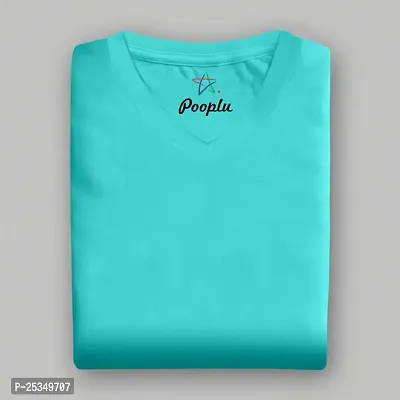 Pooplu Women's Regular Fit Premium Plain 100% Cotton V Neck Full Sleeves Multicolour T Shirt, Casual Plain Tshirts-thumb2