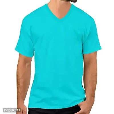 OPLU Men's Regular Fit Plain 100% Cotton V Neck Half Sleeves Multicolour Pootlu T Shirt. Casual, Trendy, Stylish Tshirts and Tees