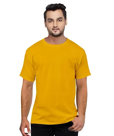Pooplu Men's Regular Fit Plain 100% Cotton Printed Round Neck Half Sleeves Multicolour T-Shirt. Plain Tshirt and tees