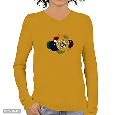 OPLU Graphic Printed Women Tshirt Om Design Cotton Printed V Neck Full Sleeves Multicolour T Shirt. Exercise, Gym, Yoga, Fitness Tshirts