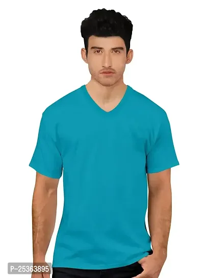 OPLU Men's Regular Fit Super Premium Plain 100% Cotton V Neck Half Sleeves Multicolour Pootlu T Shirt. Casual, Trendy, Stylish Tshirts and Tees