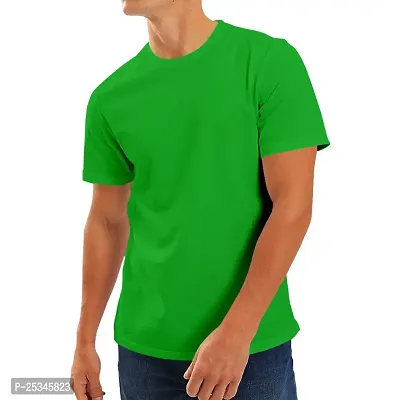 Pooplu Men's Regular Fit Premium Plain 100% Cotton Round Neck Half Sleeves Multicolour Pootlu T Shirt. Casual, Stylish, Trending, Symbol Tshirts.(Oplu_Green_3X-Large)-thumb0