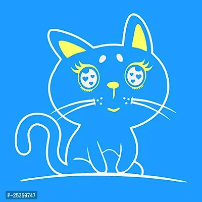 Pooplu Graphic Printed Women Tshirt Cute Cat Cotton Printed V Neck Half Sleeves Animal, Cute Animal Tees and Tshirts (Turquoise_Small)-thumb3