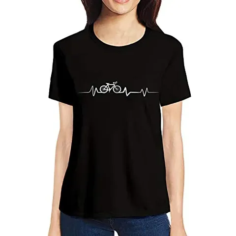 Pooplu Womens Cycling Lover Cotton Printed Round Neck Half Sleeves Multicolour t-Shirt. Sports, Exercise, Cycling, Fitness Tshirts