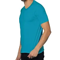 OPLU Men's Regular Fit Plain 100% Cotton V Neck Half Sleeves Multicolour Pootlu T Shirt. Casual, Trendy, Stylish Tshirts and Tees-thumb1