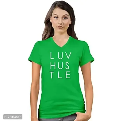 OPLU Graphic Printed Women Tshirt Love Hustle Cotton Printed V Neck Half Sleeves Multicolour T Shirt. Trending, Text, Quotes Tshirts