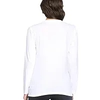 Pooplu Women's Regular Fit Premium Plain 100% Cotton V Neck Full Sleeves Multicolour T Shirt, Casual Plain Tshirts-thumb2
