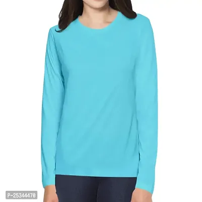 Pooplu Women's Regular Fit Premium Plain 100% Cotton Round Neck Full Sleeves Multicolour Pootlu T Shirt. Casual, Stylish, Trending, Symbol Tshirts