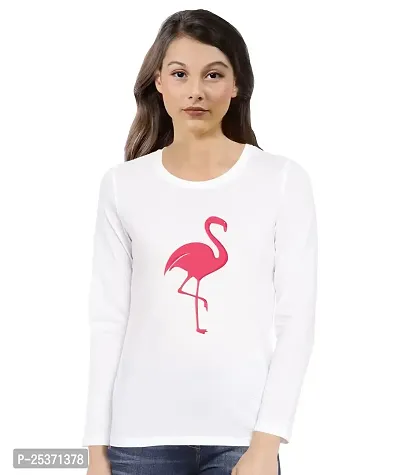 OPLU Graphic Printed Women Tshirt Flamingo Cotton Printed Round Neck Full Sleeves Animal, Cute Animal, Pet Tees and, Pootlu.