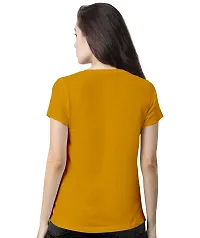 OPLU Women's Regular Fit Mandala Leaf Cotton Graphic Printed V Neck Half Sleeves Tshirt. Trendy, Trending Tshirts, Offer, Discount, Sale.(Pooplu_Yellow_L)-thumb1
