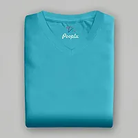 Premium Women Plain 100% Cotton V Neck Full Sleeves Multicolour T Shirt, Casual Plain Tshirts-thumb1