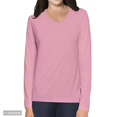 Pooplu Women's Regular Fit Premium Plain 100% Cotton V Neck Full Sleeves Multicolour Pootlu T-Shirt, Casual Plain Pootlu T-Shirt