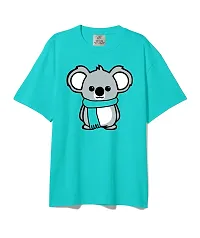 OPLU Men's Oversized Koala Winter Graphic Printed Round Neck Multicolour T-Shirts. 100% Cotton, Loose Tshirt, Drop Shoulder, Pootlu, Casual, Graphic Printed T-Shirts-thumb1