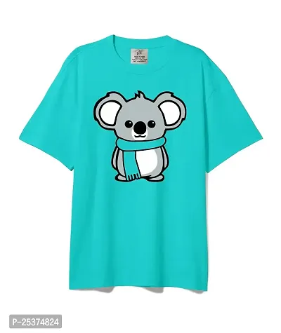 OPLU Men's Oversized Koala Winter Graphic Printed Round Neck Multicolour T-Shirts. 100% Cotton, Loose Tshirt, Drop Shoulder, Pootlu, Casual, Graphic Printed T-Shirts-thumb2