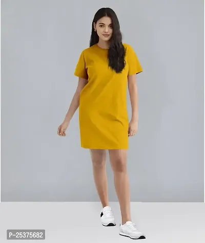 OPLU Women's Regular Fit Knee Length Premium Plain Cotton T-Shirt. Premium, Trending Tees and Tshirts, Pootlu.-thumb2