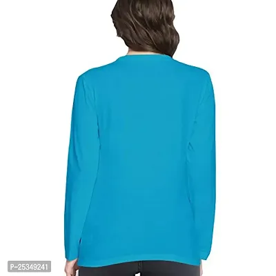Premium Women Plain 100% Cotton V Neck Full Sleeves Multicolour T Shirt, Casual Plain Tshirts-thumb3