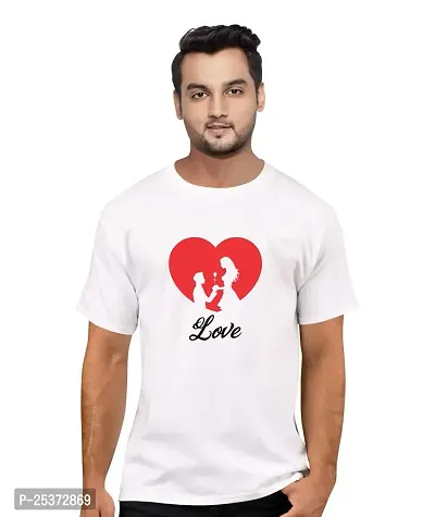 OPLU Men's Love Propose Cotton Graphic Printed Round Neck Half Sleeves Tshirt. Trendy, Trending Tshirts, Offer, Discount, Sale.(Pooplu_White_XL)