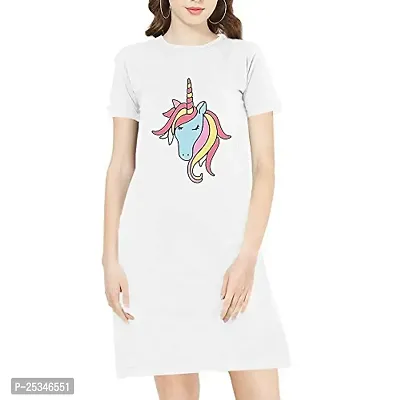 Pooplu Womens Unicorn Printed Knee Length Cotton Round Neck Multicolour Tshirt. Animal, Cute Animal Printed Tshirts