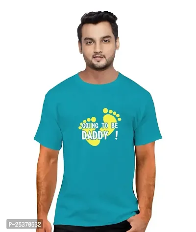 OPLU Men's Going to be Daddy Cotton Graphic Printed Round Neck Half Sleeves Tshirt. Trendy, Trending Tshirts, Offer, Discount, Sale.(Pooplu_Turquoise_L)-thumb0