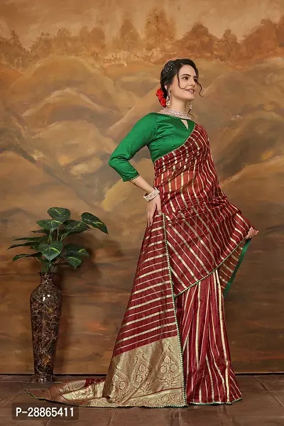 Stylish Maroon Art Silk Saree with Blouse piece For Women-thumb2