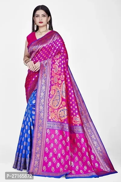 Stylish Art Silk Pink Saree with Blouse piece For Women